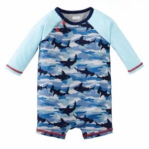 Mud Pie Shark Pattern Kids Swim Rashguard
